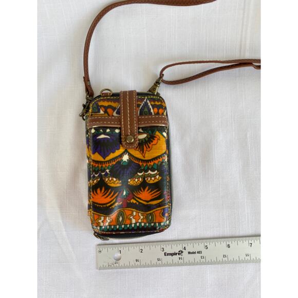 Sakroots coated canvas zip around crossbody bag with lots of pockets - Picture 1 of 9